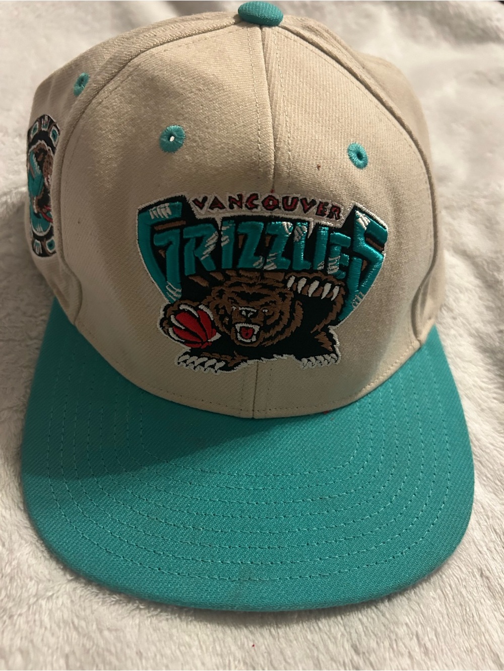 Mitchell & Ness Vancouver Grizzlies Teal and Cream Snapback Hat